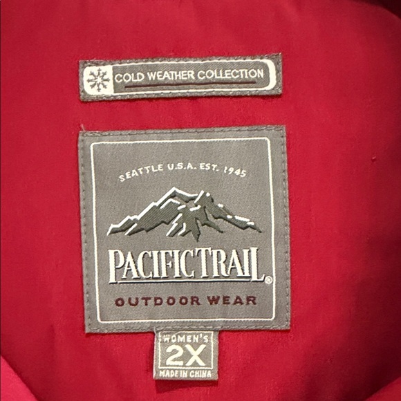 Pacific Trail Vibrant Red Quilted Zip Jacket size 2X removable hood - Picture 2 of 9